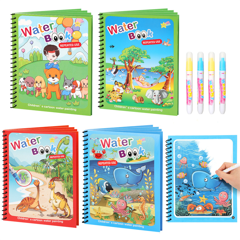 Reusable Water Magic Coloring Book - Montessori brinquedos reutilizáveis livro de colorir