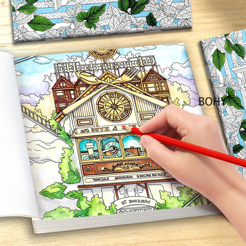 1 Livro de Colorir com Tema de - Adult Coloring Book Stress Relief avaliação e preço
