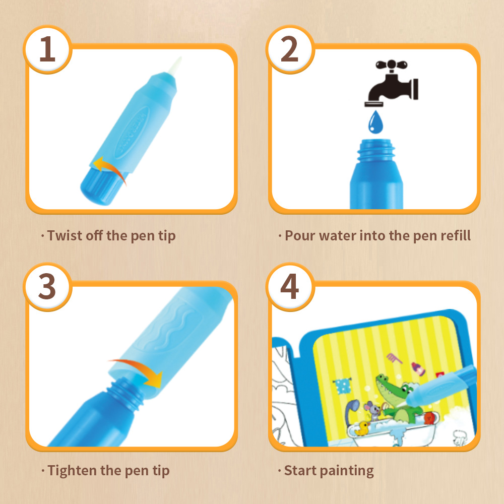 Livro Mágico de Pintura com Ág - Reusable Water Magic Coloring Book avaliação e preço